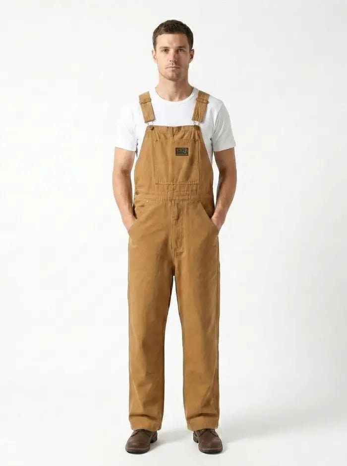Men's Overalls Cotton Canvas Slim Fit with Pockets-Men's Overalls-CAMOUFIT-Khaki-S-Camoufit