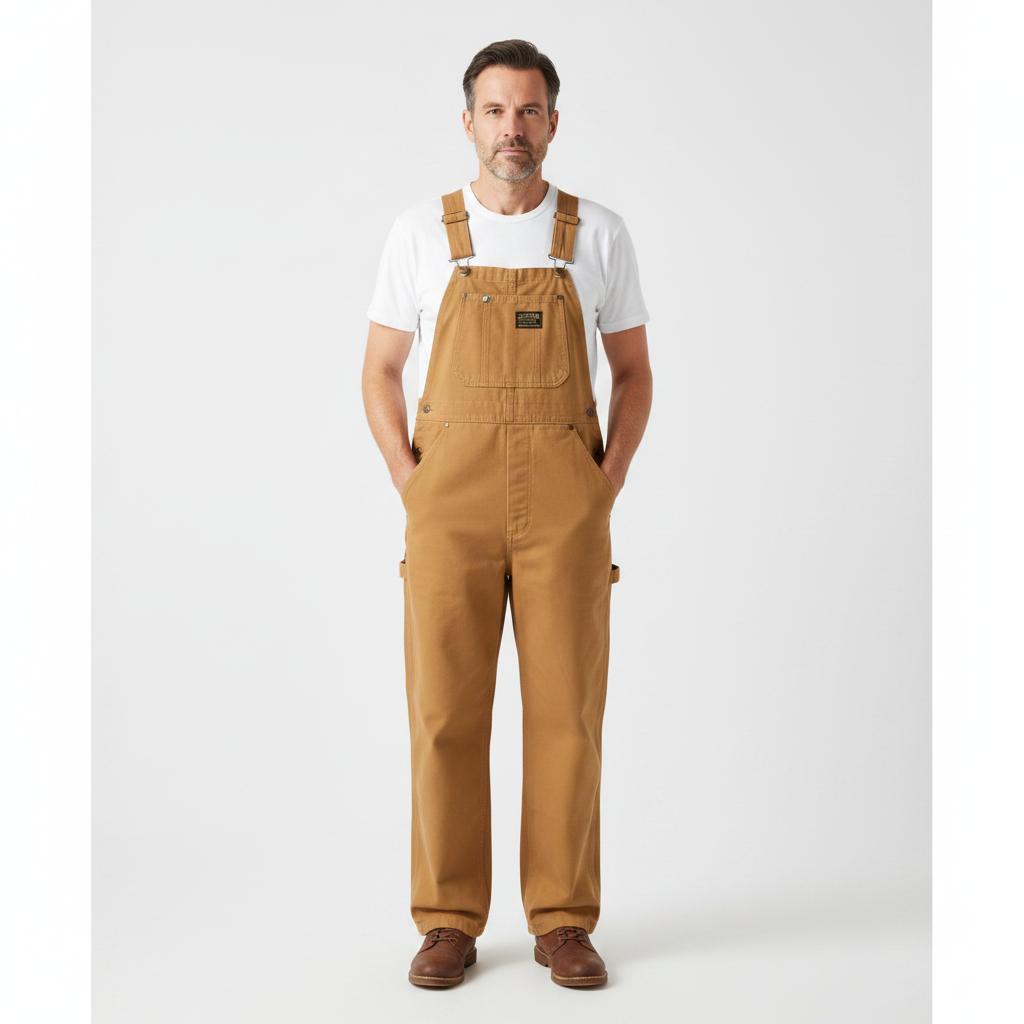 Men's Overalls Cotton Canvas Slim Fit with Pockets