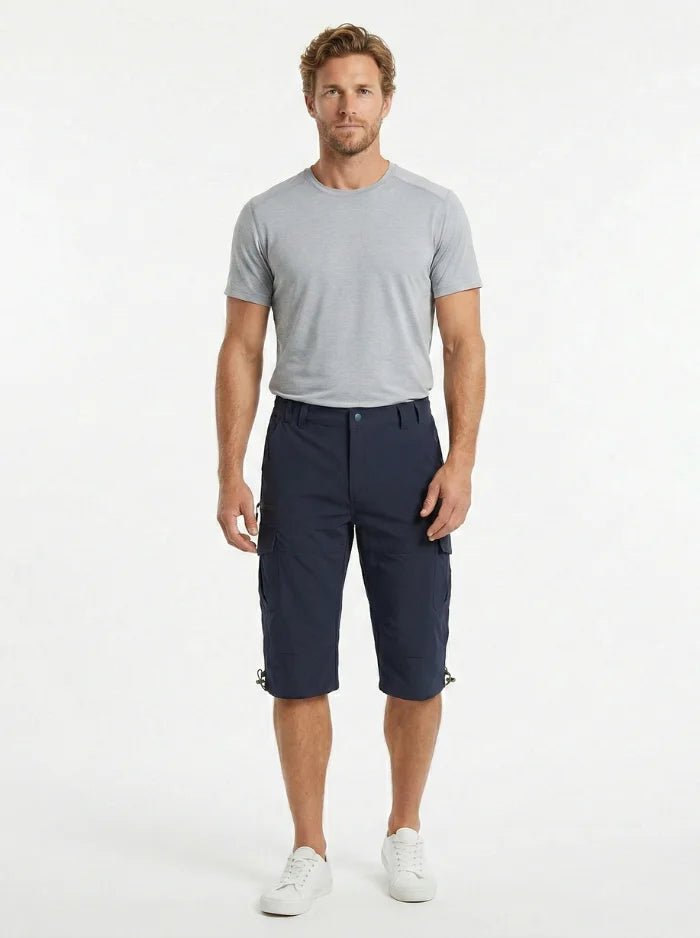 Men’s Quick-Dry Ripstop 3/4 Capri Cargo Shorts-Cargo Shorts-CAMOUFIT-Navy-M-Camoufit