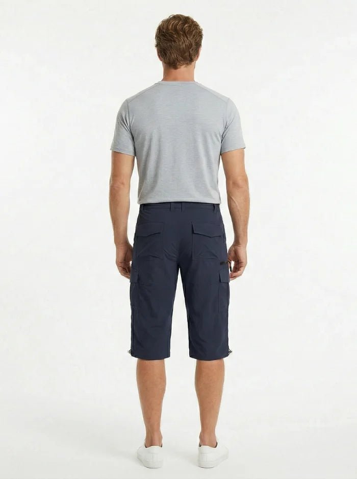 Men’s Quick-Dry Ripstop 3/4 Capri Cargo Shorts-Cargo Shorts-CAMOUFIT-Navy-M-Camoufit