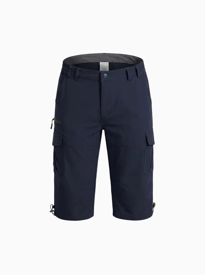Men’s Quick-Dry Ripstop 3/4 Capri Cargo Shorts-Cargo Shorts-CAMOUFIT-Navy-M-Camoufit