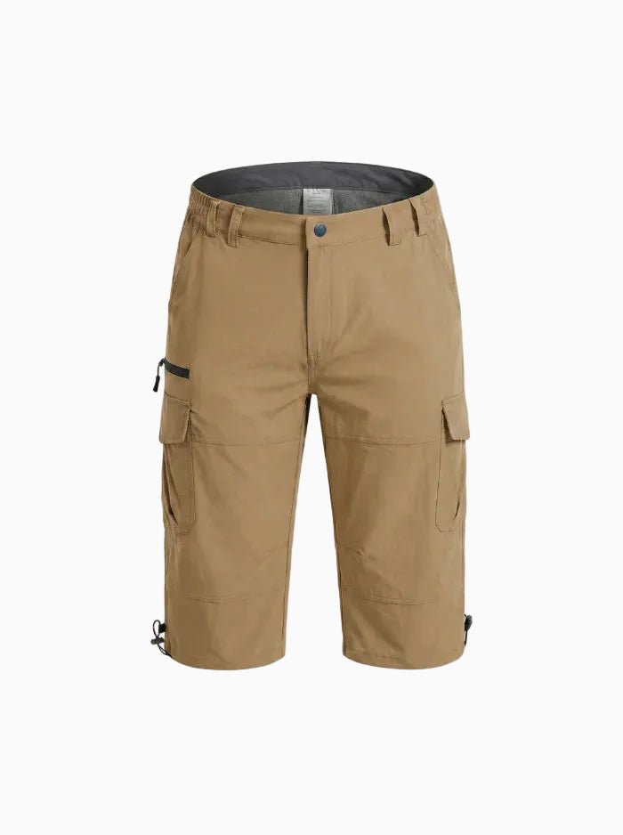 Men’s Quick-Dry Ripstop 3/4 Capri Cargo Shorts-Cargo Shorts-CAMOUFIT-Khaki-M-Camoufit