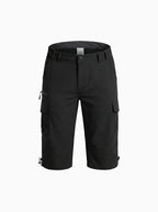 Men’s Quick-Dry Ripstop 3/4 Capri Cargo Shorts-Cargo Shorts-CAMOUFIT-Black-M-Camoufit