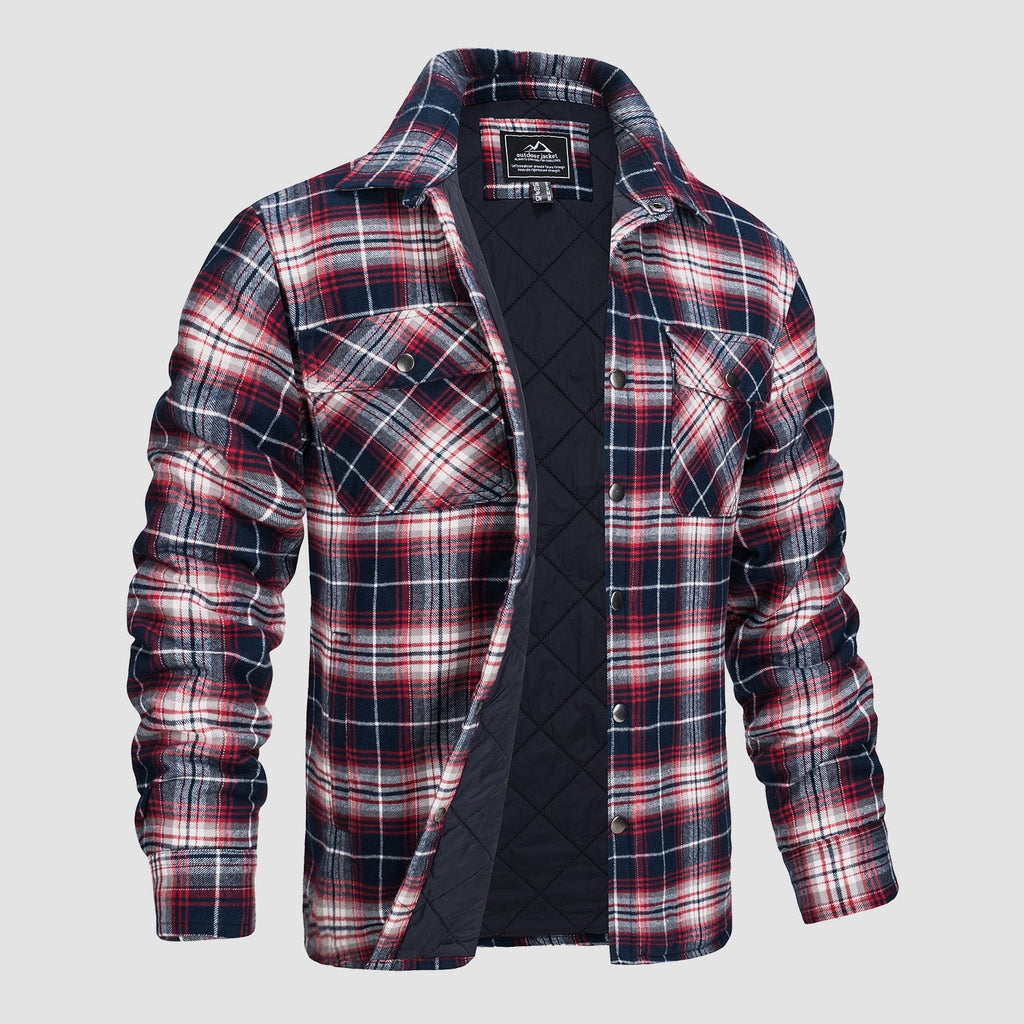 Noah Men's Quilted Flannel Jacket Winter Padded-Flannel Quilted Jacket-CAMOUFIT-Red White-S-Camoufit