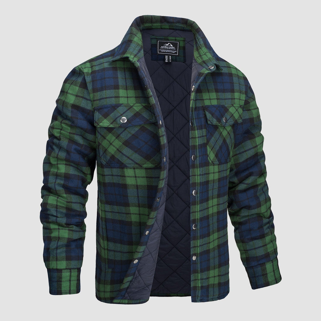 Noah Men's Quilted Flannel Jacket Winter Padded-Flannel Quilted Jacket-CAMOUFIT-Green-S-Camoufit