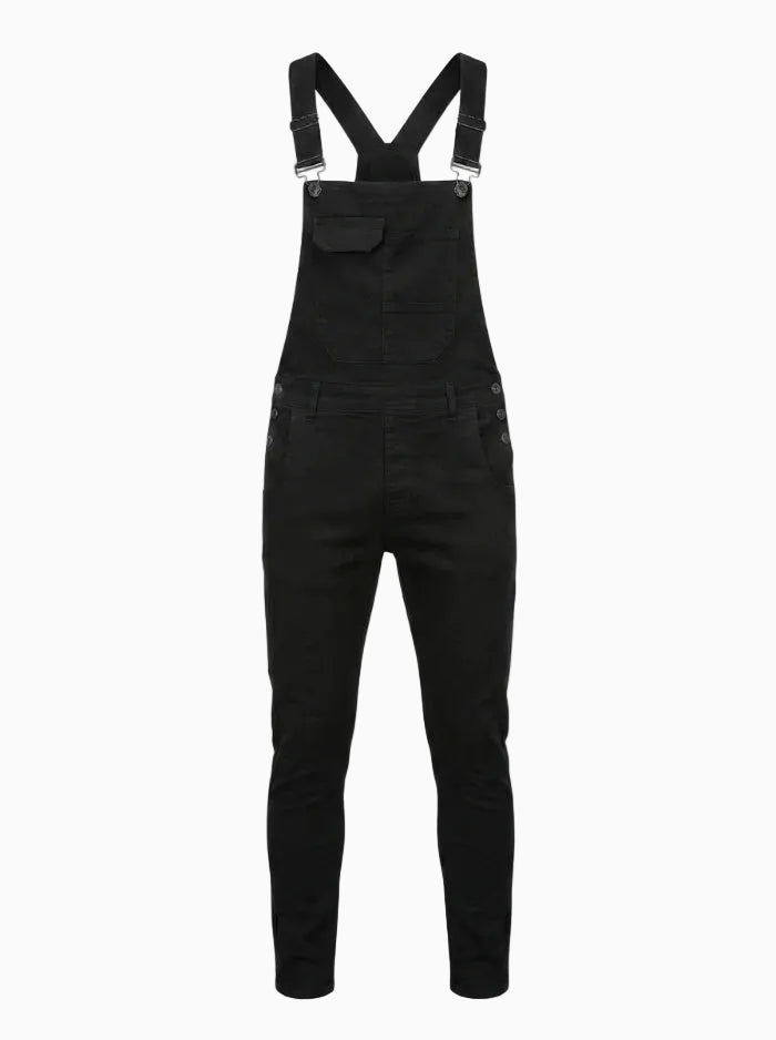 Men's Skinny Fit Flap Pocket Denim Overalls-Jumpsuits & Overalls-CAMOUFIT-Army Green-S-Camoufit