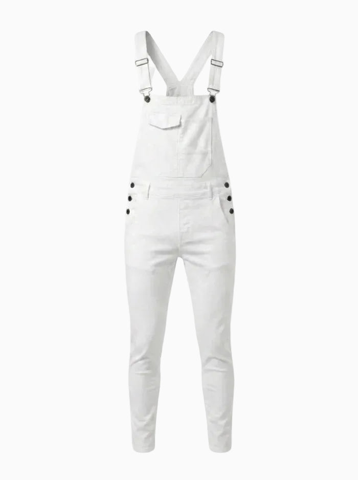 Men's Skinny Fit Flap Pocket Denim Overalls-Jumpsuits & Overalls-CAMOUFIT-Army Green-S-Camoufit