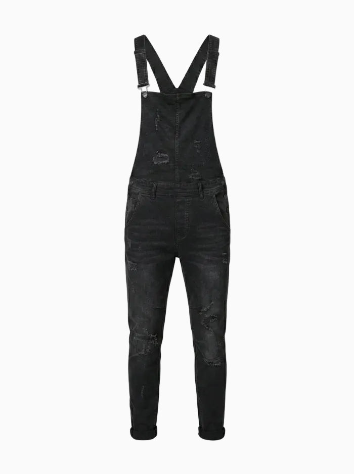 Men's Skinny Fit Stretch Denim Overalls-Jumpsuits & Overalls-CAMOUFIT-Blue-S-Camoufit