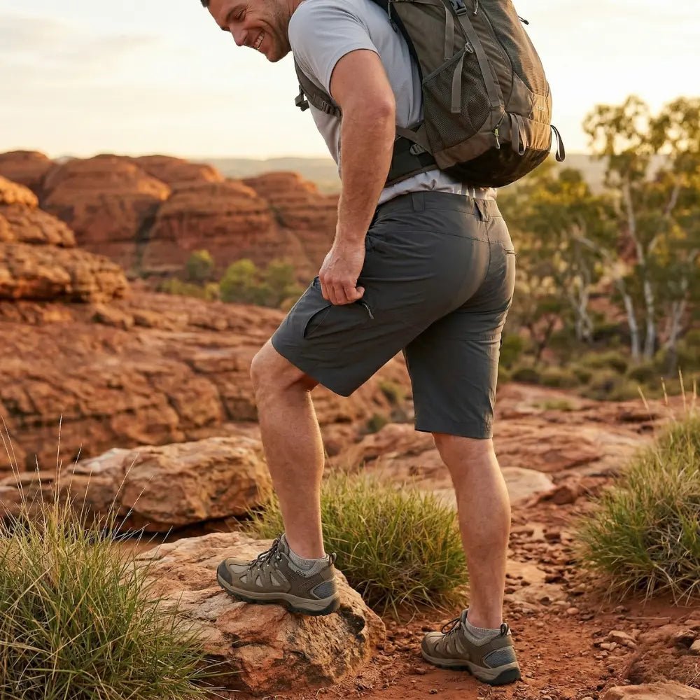 Men’s SunShield Stretch Utility Cargo Shorts-Cargo Shorts-CAMOUFIT-Khaki-M-Camoufit