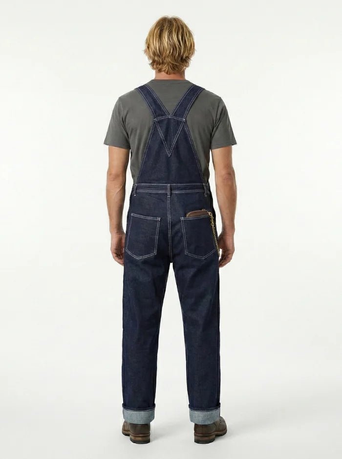 Men's Vintage-Inspired Indigo Denim Overalls-Jumpsuits & Overalls-CAMOUFIT-Dark Blue-S-Camoufit