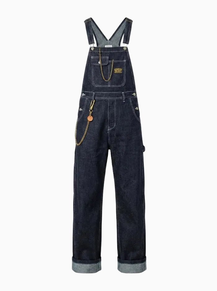 Men's Vintage-Inspired Indigo Denim Overalls-Jumpsuits & Overalls-CAMOUFIT-Dark Blue-S-Camoufit