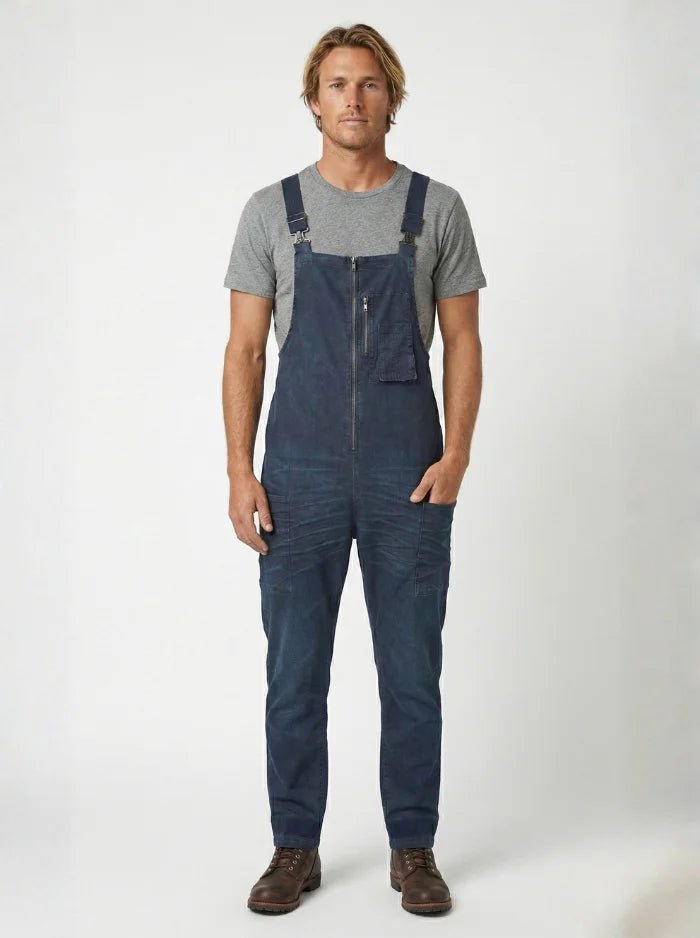 Men's Vintage-Inspired Indigo Denim Overalls with Anchor Shackle-Jumpsuits & Overalls-CAMOUFIT-Dark Blue-S-Camoufit