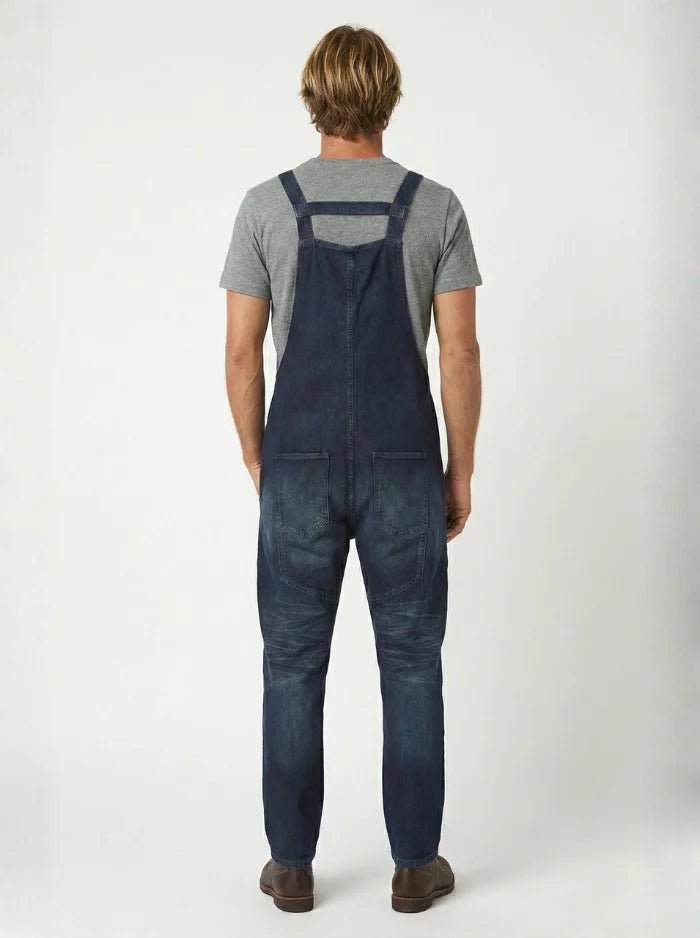 Men's Vintage-Inspired Indigo Denim Overalls with Anchor Shackle-Jumpsuits & Overalls-CAMOUFIT-Dark Blue-S-Camoufit