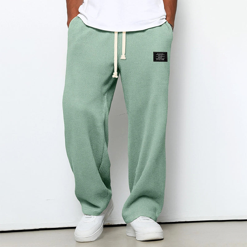 Marlo | Men's Waffle Knit Jogger Pants with Drawstring Waist Elastic Waistband Casual Trackies-Sweatpants-Green-S-