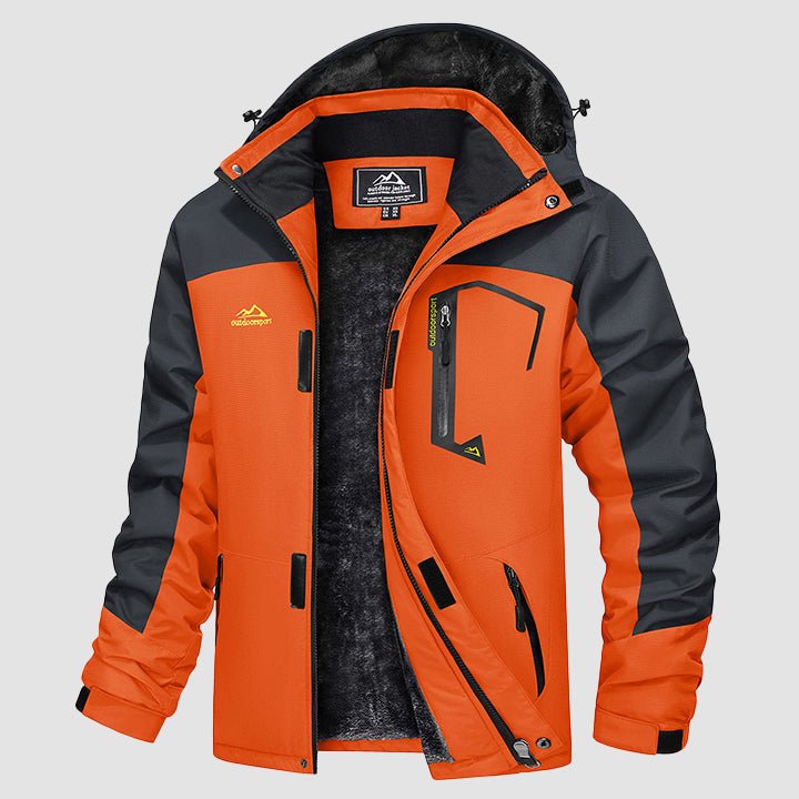 Ethan Men's Water Repellent Ski Jacket Winter Fleece Lined-Men's Ski Winter Jacket-CAMOUFIT-Orange Grey-S-Camoufit