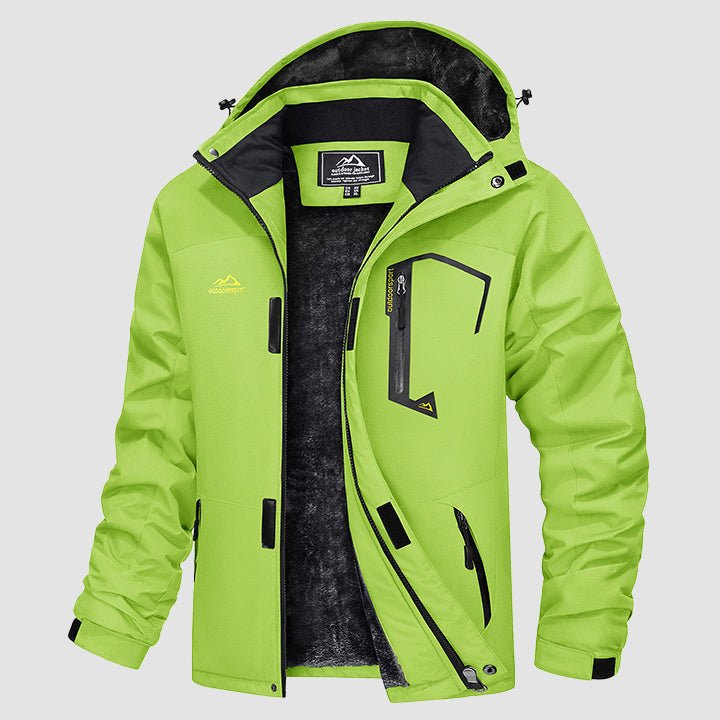 Ethan Men's Water Repellent Ski Jacket Winter Fleece Lined-Men's Ski Winter Jacket-CAMOUFIT-Bright Green-S-Camoufit