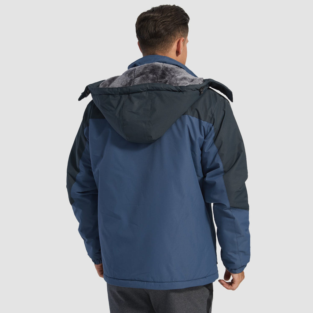 Ethan Men's Water Repellent Ski Jacket Winter Fleece Lined-Men's Ski Winter Jacket-CAMOUFIT-Denim Blue-S-Camoufit