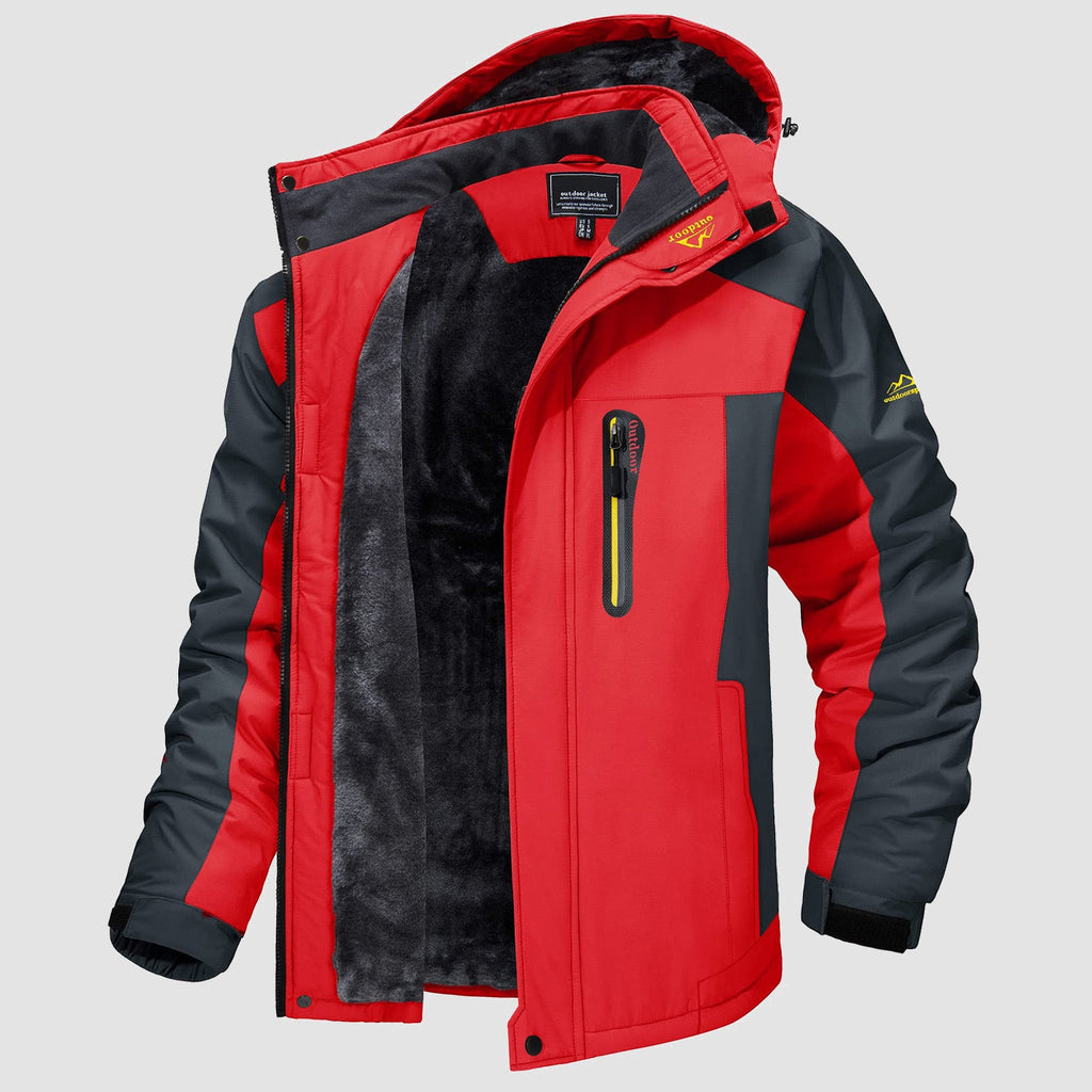 Arden Men's Fleece-Lined Water-Resistant Ski Jacket-Men's Ski Winter Jacket-CAMOUFIT-Red-XS-Camoufit