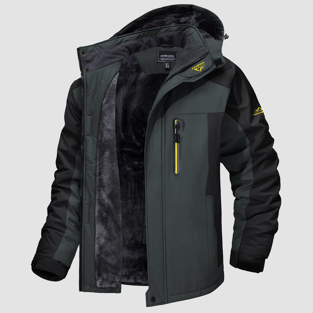 Arden Men's Fleece-Lined Water-Resistant Ski Jacket-Men's Ski Winter Jacket-CAMOUFIT-Dark Gray-XS-Camoufit