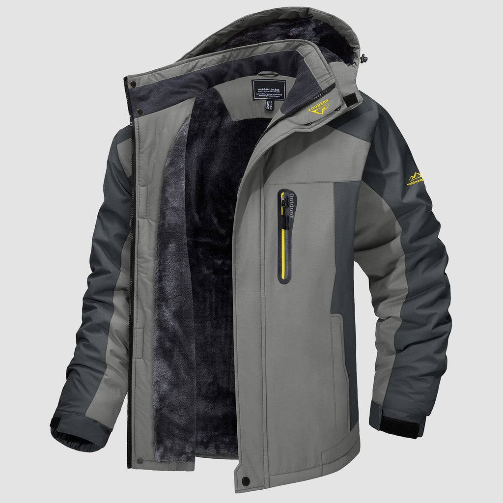 Arden Men's Fleece-Lined Water-Resistant Ski Jacket-Men's Ski Winter Jacket-CAMOUFIT-Light Gray-XS-Camoufit