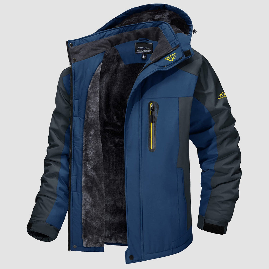 Arden Men's Fleece-Lined Water-Resistant Ski Jacket-Men's Ski Winter Jacket-CAMOUFIT-Denim Blue-XS-Camoufit