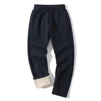 Luca Men's Sherpa-Lined Winter Fleece Sweatpants-Men's Fleece Sweatpants-CAMOUFIT-Navy-30-Camoufit