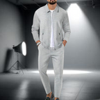 Men's Tracksuit Set – Cotton Blend Jogger Relaxed Fit-Men's Tracksuit-Gray-S-