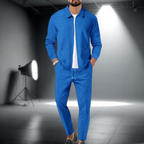 Men's Tracksuit Set – Cotton Blend Jogger Relaxed Fit-Men's Tracksuit-Blue-S-