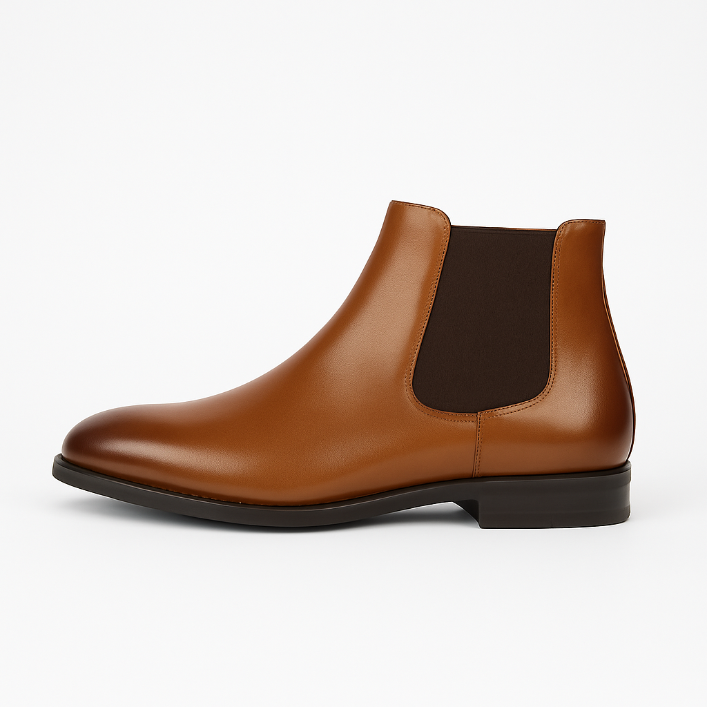 Ravello | Chelsea Boots for Men - Pull On Elastic Panel Smooth Refined Regular Fit-Men's Oxford Shoes-Black-6-Camoufit