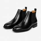 Ravello | Chelsea Boots for Men - Pull On Elastic Panel Smooth Refined Regular Fit-Men's Oxford Shoes-Black-6-Camoufit