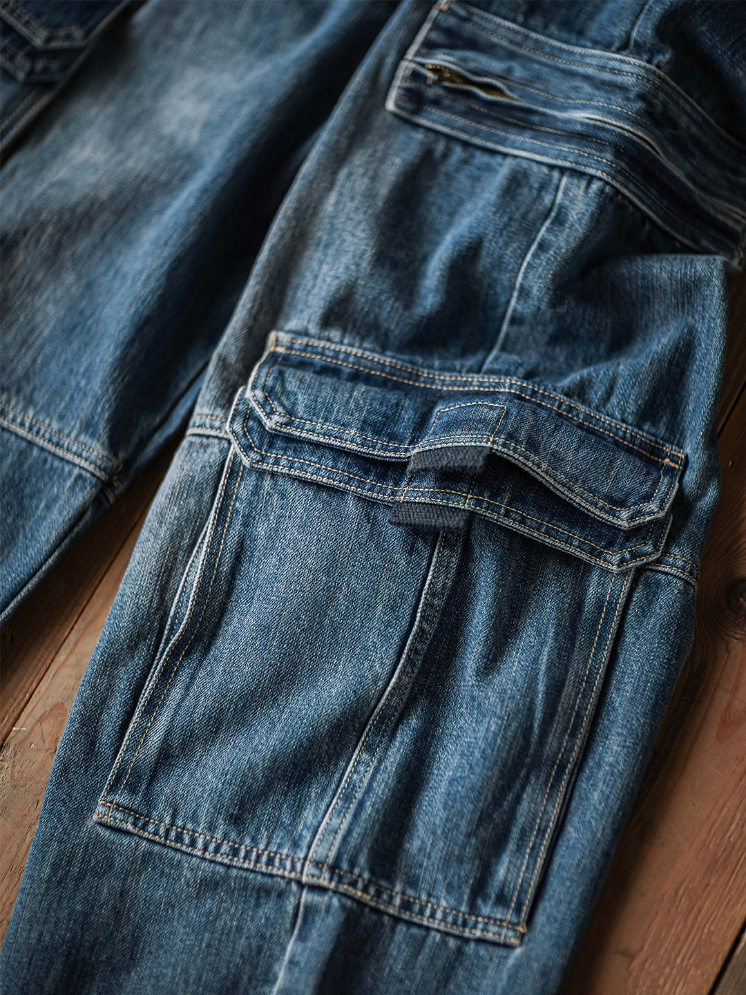 Men's Denim Bib Overalls with Dual Flap Pockets-Jumpsuits & Overalls-CAMOUFIT-Camoufit