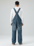 Men's Denim Overalls Distressed Blue Cotton-Men's Overalls-CAMOUFIT-Medium Blue-S-Camoufit