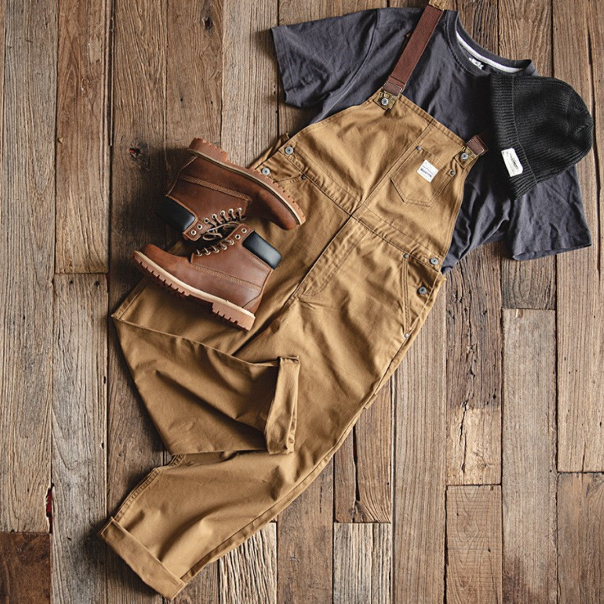 Men's Duck Bib Brown Canvas Overalls-Jumpsuits & Overalls-Camoufit