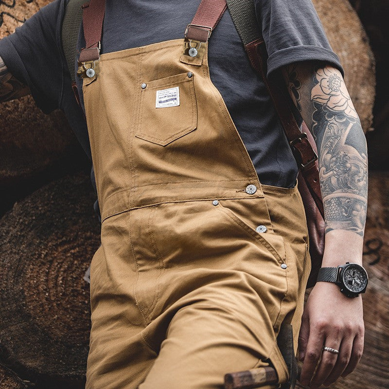 Men's Duck Bib Brown Canvas Overalls-Jumpsuits & Overalls-Camoufit