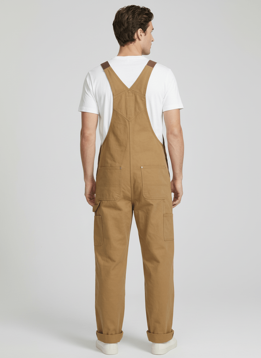 Men's Duck Bib Brown Canvas Overalls-Overalls-CAMOUFIT-Brown-S(Jeans 30)-Camoufit