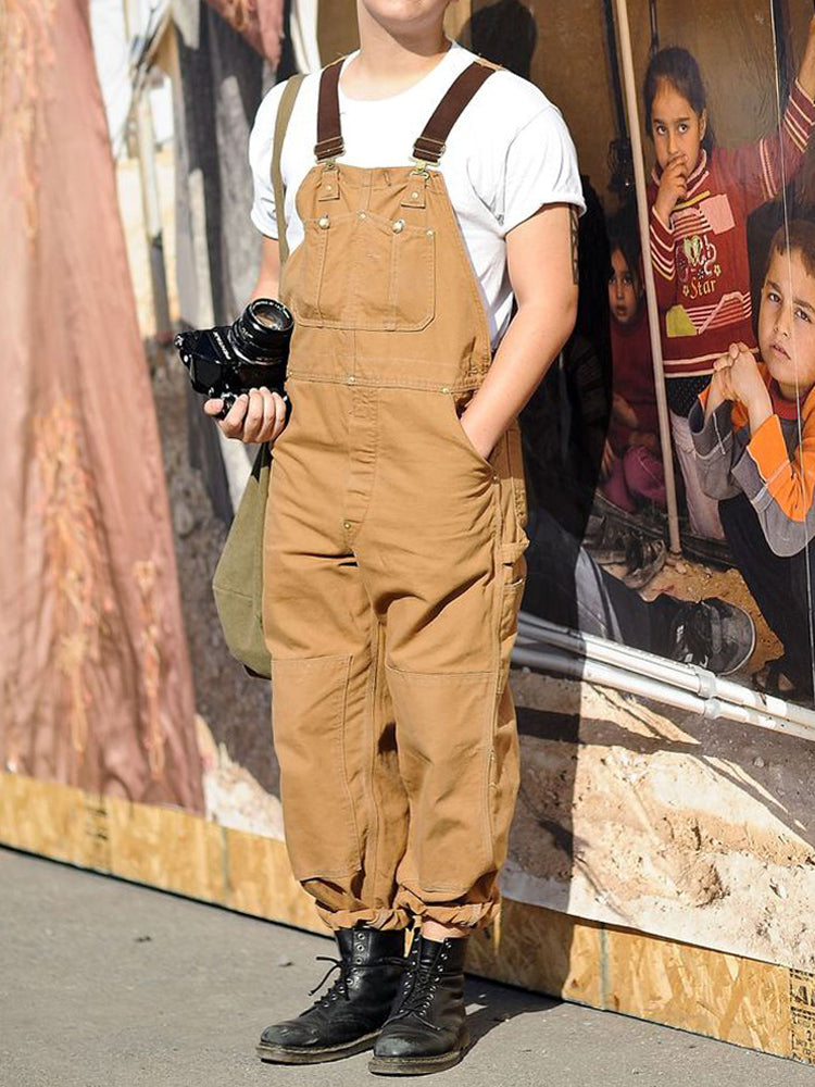 Men's Duck Bib Overalls Canvas Workwear Dungarees-Jumpsuits & Overalls-CAMOUFIT-Camoufit