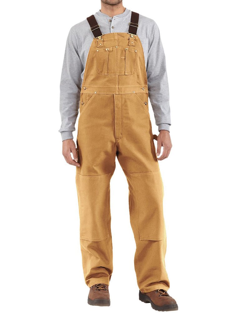 Men's Duck Bib Overalls Canvas Workwear Dungarees-Jumpsuits & Overalls-CAMOUFIT-Camel-S-Camoufit