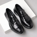 Solano | Loafers Dress Shoes for Men - Slip On Round Toe Strap Detail Formal Regular Fit-Men's Oxford Shoes-Black-5.5-Camoufit