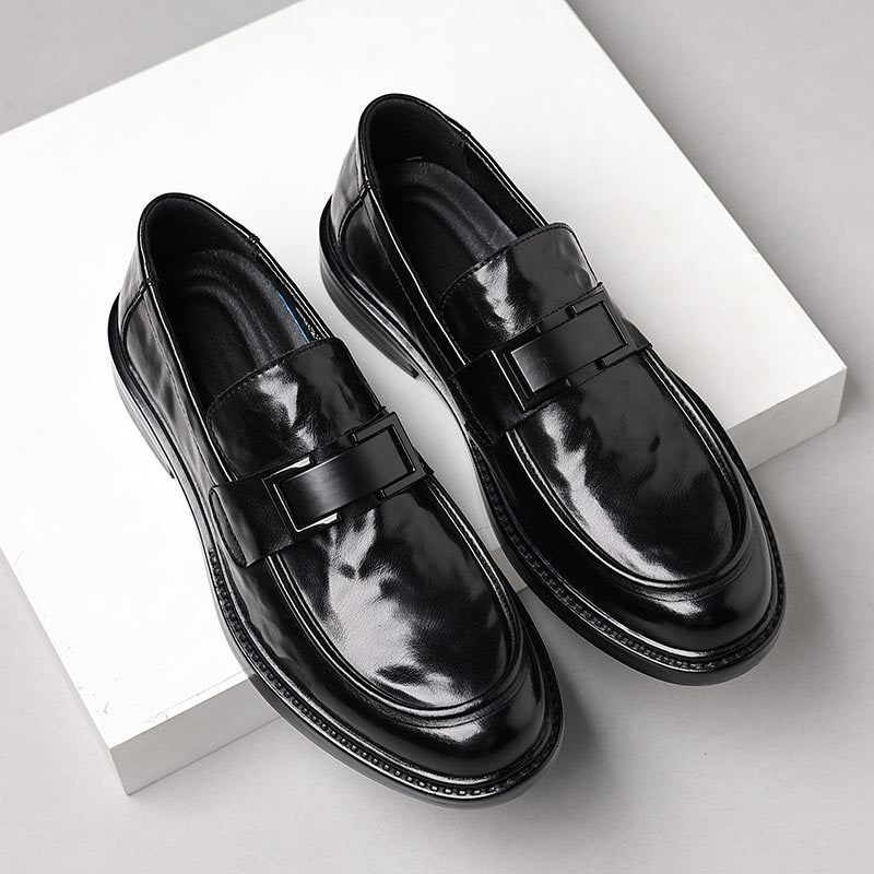 Solano | Loafers Dress Shoes for Men - Slip On Round Toe Strap Detail Formal Regular Fit-Men's Oxford Shoes-Black-5.5-Camoufit