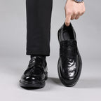 Solano | Loafers Dress Shoes for Men - Slip On Round Toe Strap Detail Formal Regular Fit-Men's Oxford Shoes-Black-5.5-Camoufit