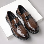 Solano | Loafers Dress Shoes for Men - Slip On Round Toe Strap Detail Formal Regular Fit-Men's Oxford Shoes-Brown-5.5-Camoufit