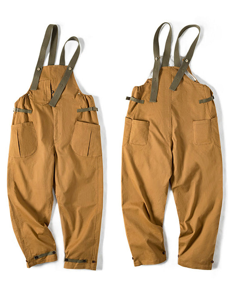 Men's Loose Stretch Overalls with Unique Pocket-Jumpsuits & Overalls-Brown-S(Jeans 31)-Camoufit