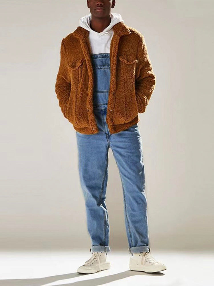 Men's Medium Wash Denim Bib Overalls-Jumpsuits & Overalls-CAMOUFIT