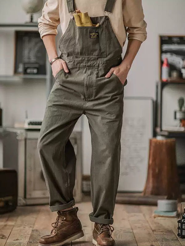 Men's Overalls Cotton Canvas Slim Fit with Pockets-Men's Overalls-CAMOUFIT-Army Green-S-Camoufit