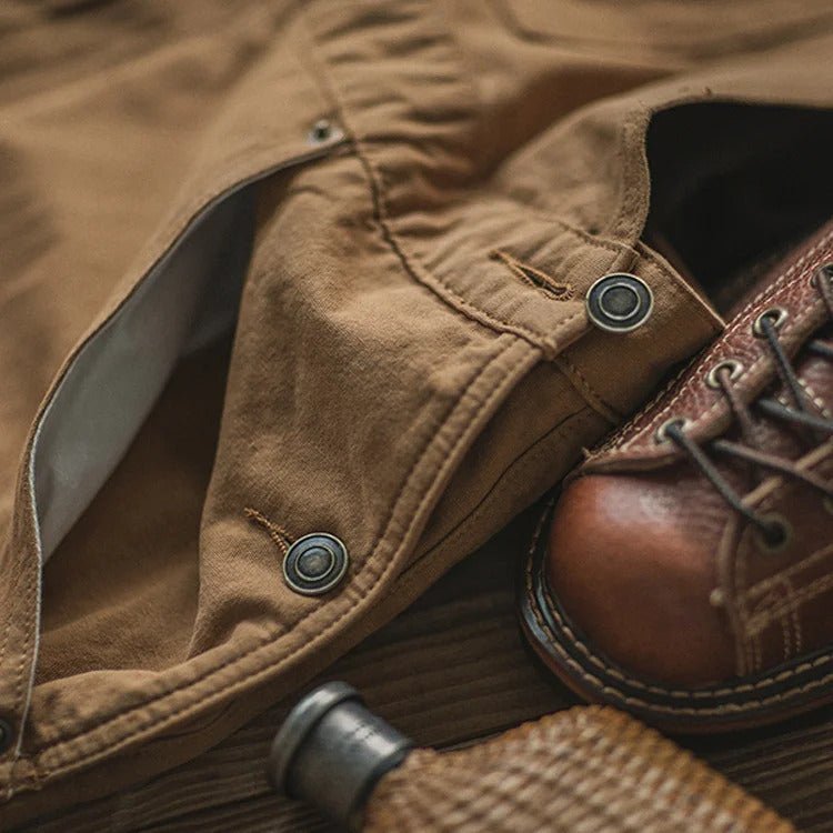 Men's Overalls Cotton Canvas Slim Fit with Pockets-Men's Overalls-CAMOUFIT-Khaki-S-Camoufit