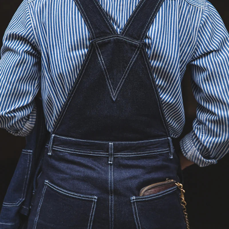 Men's Vintage-Inspired Indigo Denim Overalls-Jumpsuits & Overalls-Camoufit