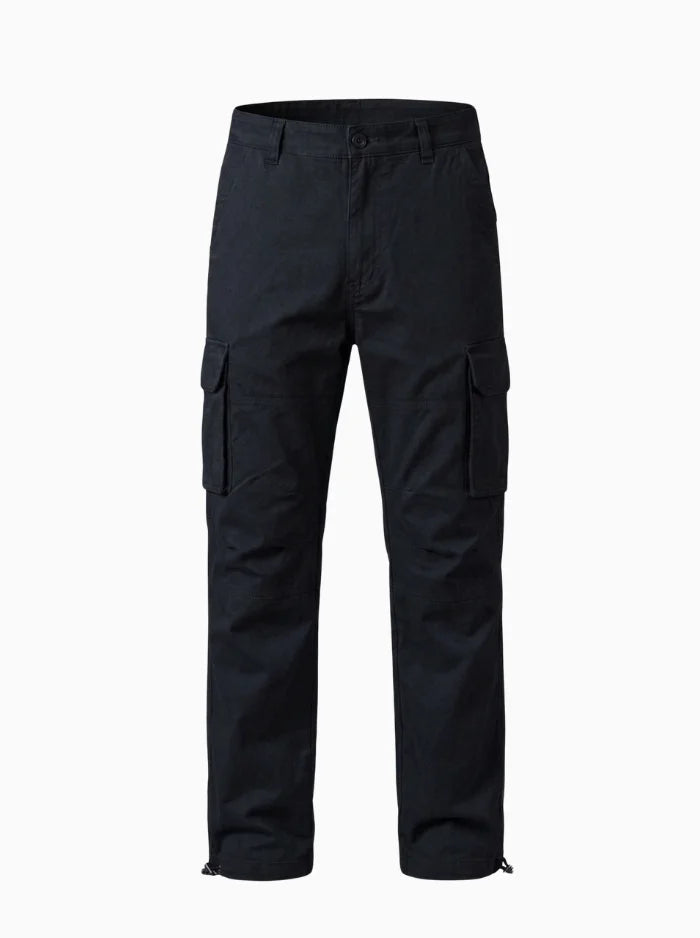 Mens Cotton Cargo Work Pants Multi Pocket Tactical Outdoor Trousers-Cargo Pants-CAMOUFIT-Black-S-Camoufit