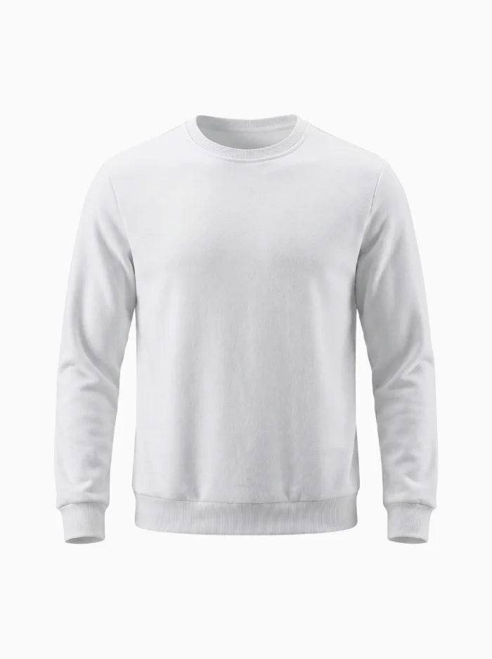 Mens Fleece Crewneck Sweatshirt Warm Casual Pullover-Men's Sweater-CAMOUFIT-White-XS-Camoufit