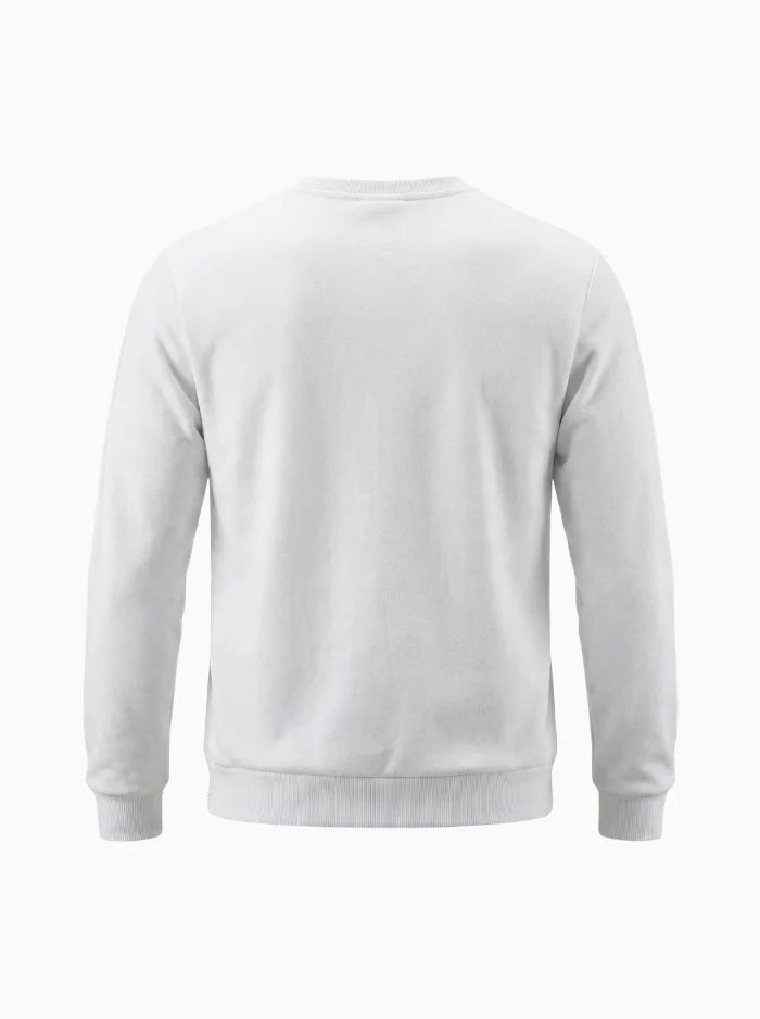 Mens Fleece Crewneck Sweatshirt Warm Casual Pullover-Men's Sweater-CAMOUFIT-White-XS-Camoufit