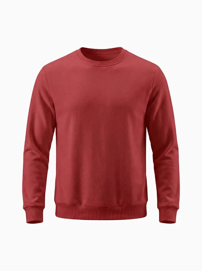 Mens Fleece Crewneck Sweatshirt Warm Casual Pullover-Men's Sweater-CAMOUFIT-Dark Orange-XS-Camoufit